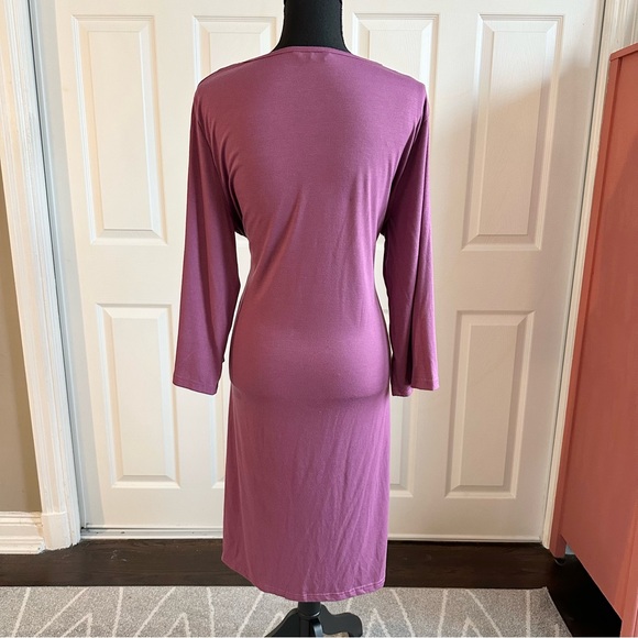 BloomChic Lavender Purple Tie Waist Stretch Midi Dress - Picture 3 of 7